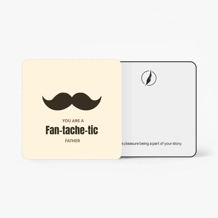 Scents N Stories father gift card with moustache design.