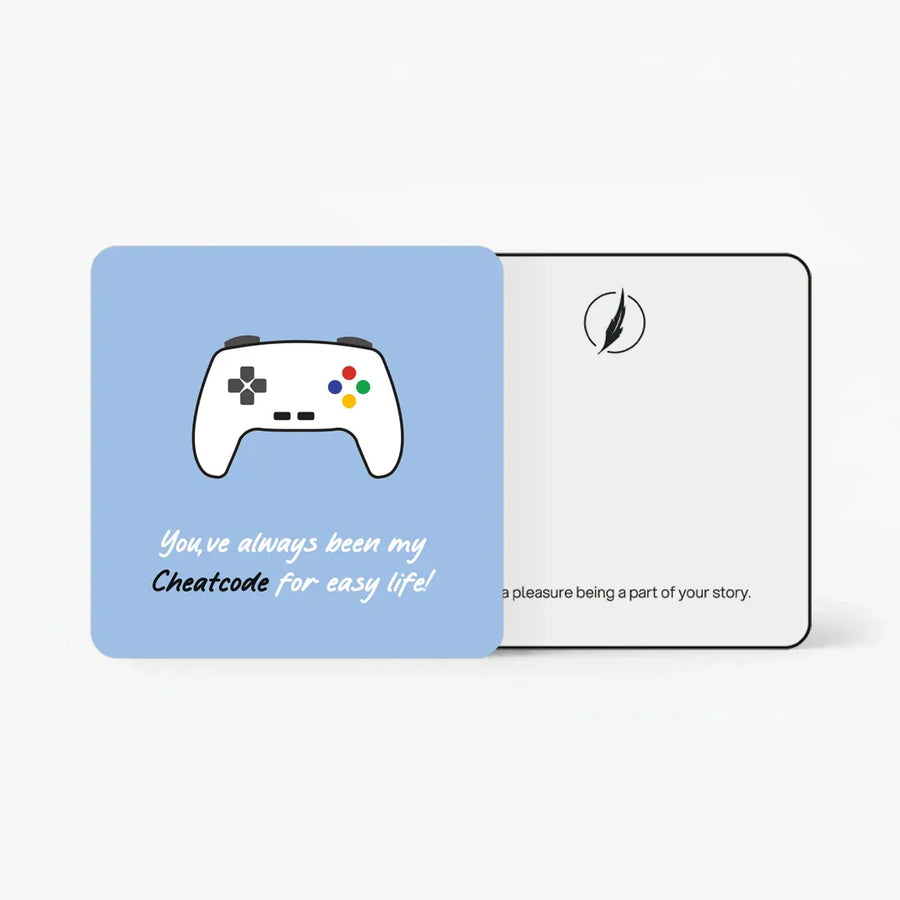  Scents N Stories gamer-themed gift card with controller illustration.